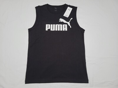 Puma Mens ESS Big Logo Sleeve Less Sports Faster Tank Puma Forever Black White