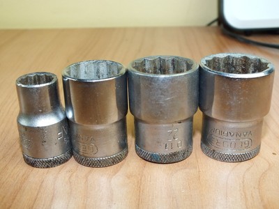 4 Gedore Socket 1/2'' Drive Metric 24mm to 20mm + 1/2''AF, Made in England.