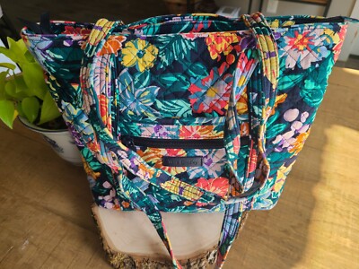 Vera Bradley HAPPY BLOOMS Tote Purse Shoulder Bag 14 x 11 x 4 Tropical Floral