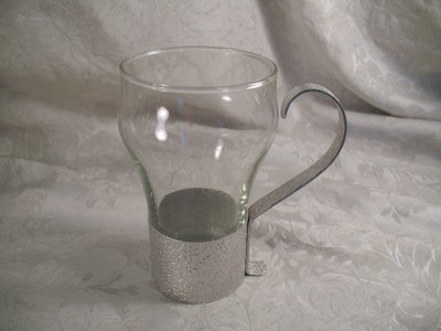 vintage 4 libbey soda fountain glasses aluminum handle holder