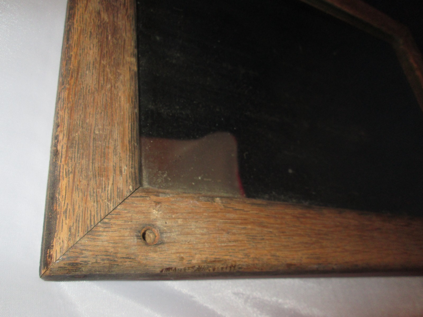 ANTIQUE OAK FRAMED EDGE WALL MIRROR