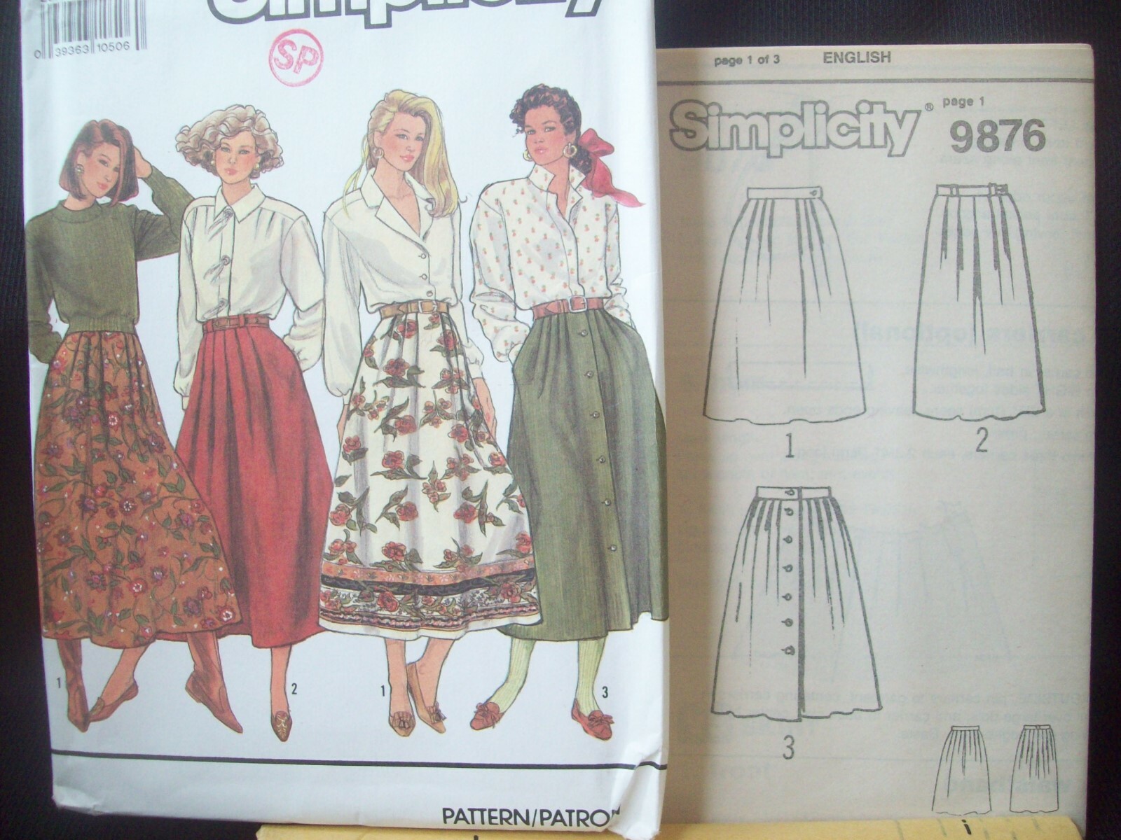 Vintage Simplicity Pattern 9876 Pleated Skirt Variety Sizes 6-14 Uncut/FF NOS
