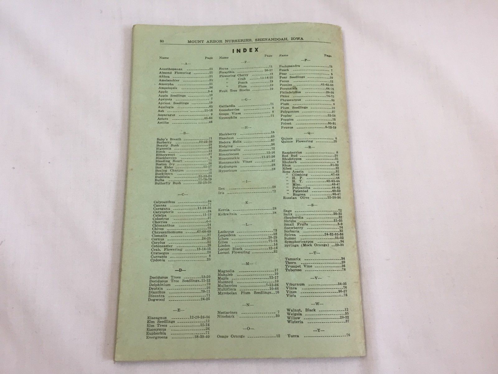 Vintag 1955 Mount Arbor Nurseries Wholesale Product Catalog #2 Price List  2530F