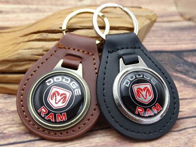 NEW RARE VINTAGE BLACK DODGE RAM PICKUP TRUCK CAR Leather Key Chain Ring Fob NOS