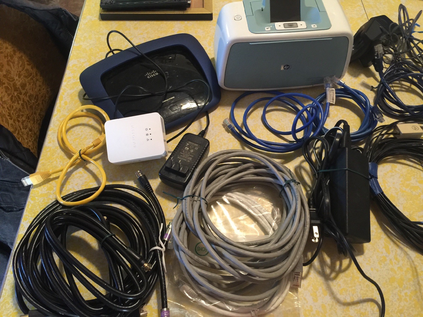 Misc. Computer /telephone Wires/chargers/plug Ins/ Hp Printer /Router For Parts