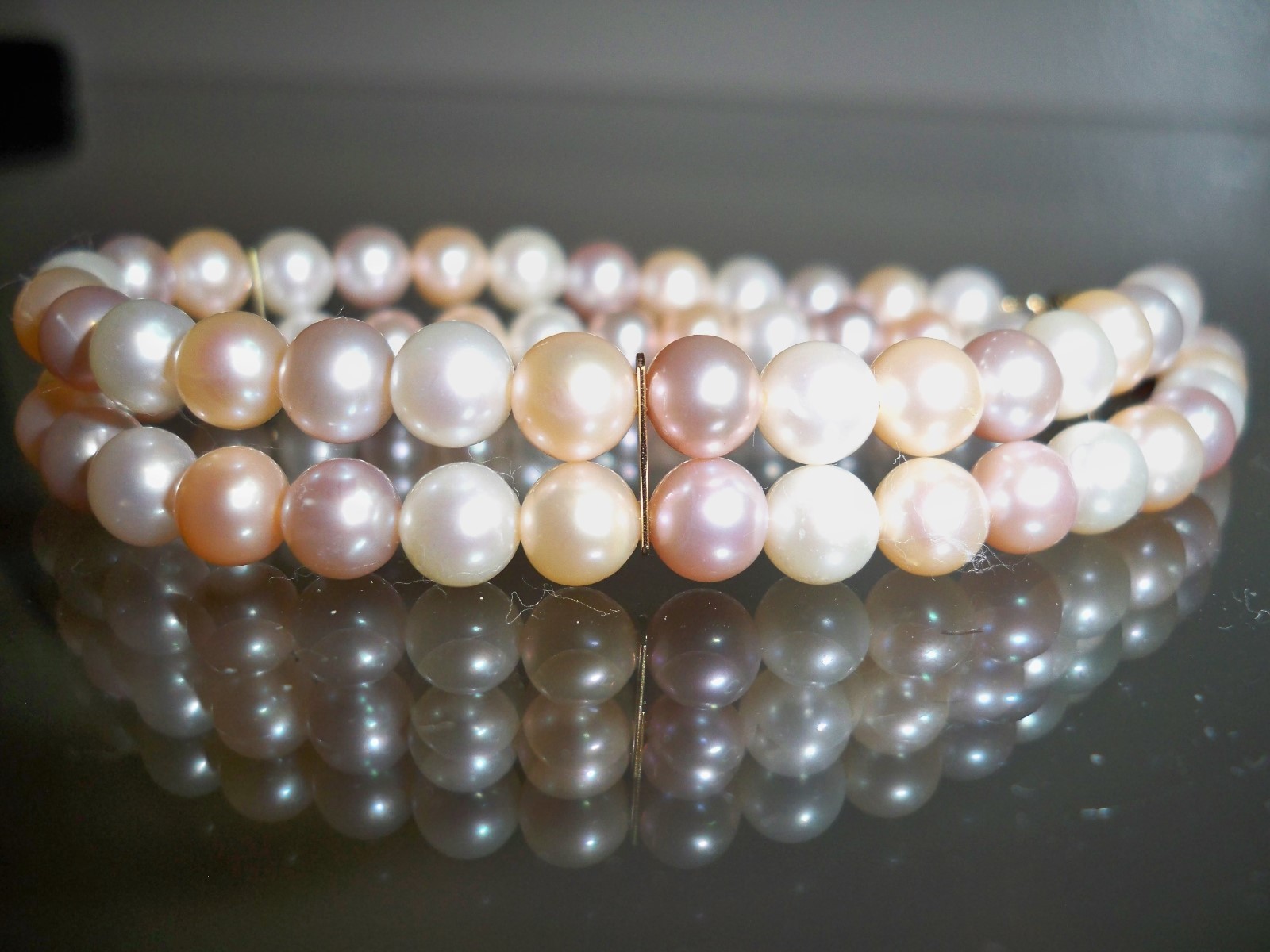 6 MM AAA SOUTH SEA MULTICOLOR PEARL BRACELET 14K 10MM BOX CLASP AND BARS 2 ROWS