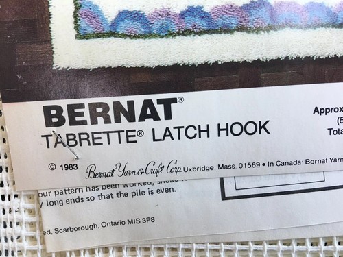 VTG Bernat Latch Hook Kit English Garden Tabrette  Rug 36” X 56” New Canvas Only