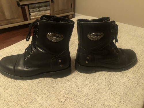 Harley Davidson Men's Size 9 Black Leather Boots Lace Up