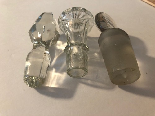 Lot Vintage Cruet Decanter Bottle Glass Stopper