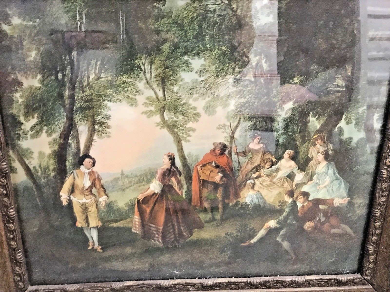 Large Antique picture wood frame Victorian dance 29