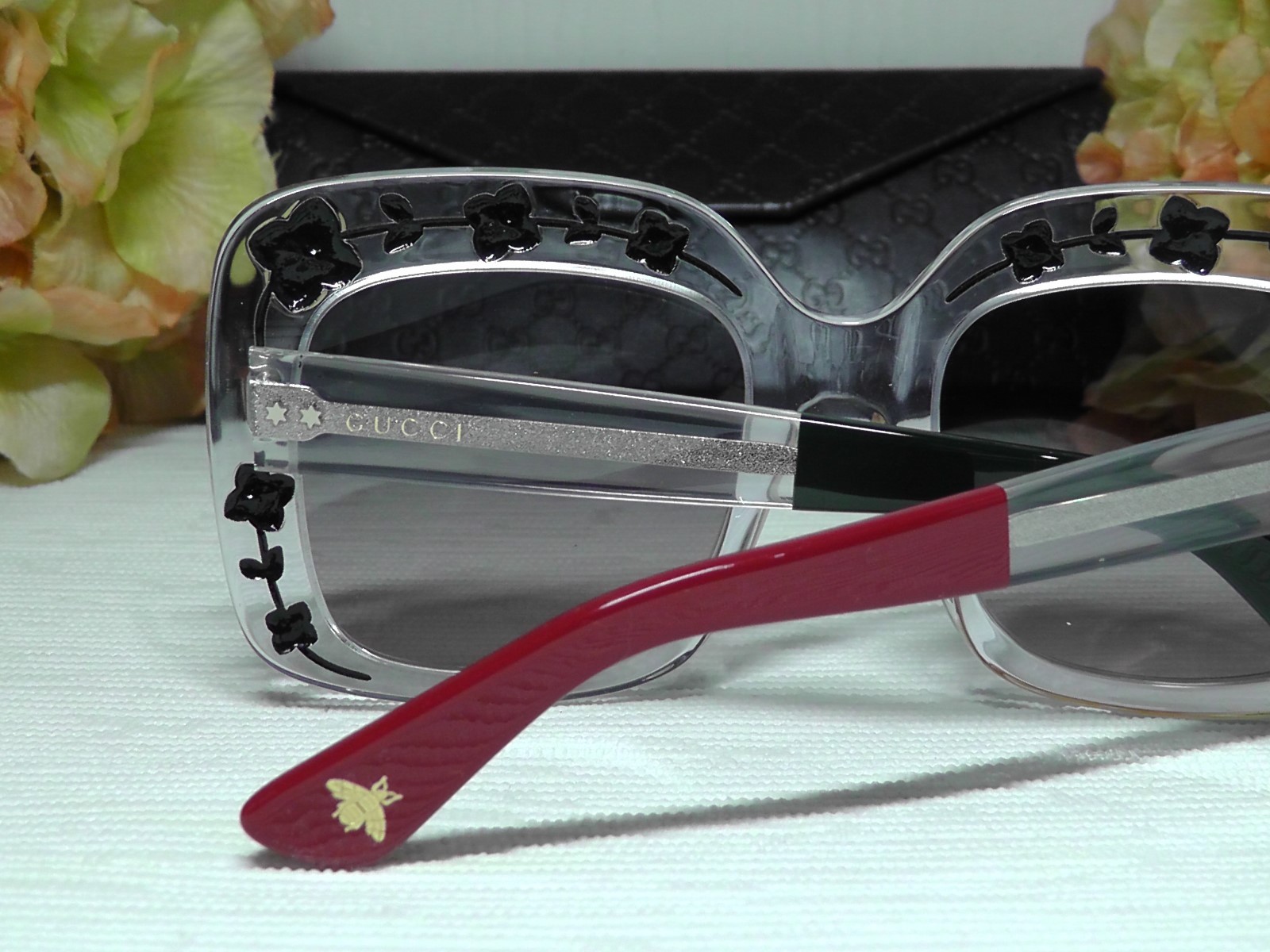 Pre-owned Gucci Gg3863s Oversized Square Black/crystal Frame 900 Eu Sunglasses 54 22 145 In Gray