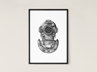 Deep-sea Diver's Helmet, Giclée Art Print in high Resolution, High-Quality