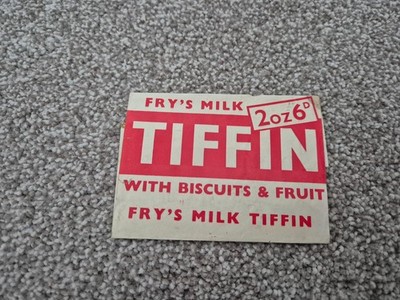 Envoltura Vacía De Chocolate Frys Milk TIFFIN Original De Los Años 60 Rara