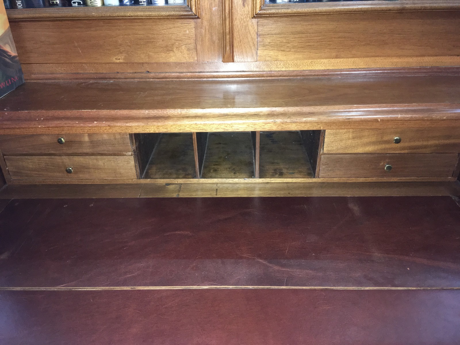 Victorian Antique Walnut Secretary Desk with Bookcase Top