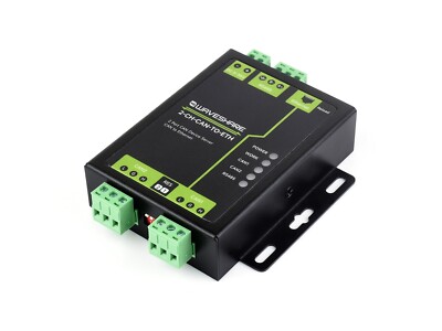 Waveshare Industrial Grade 2-Ch CAN To Ethernet Server 2-Ch CAN + RS485+ Port