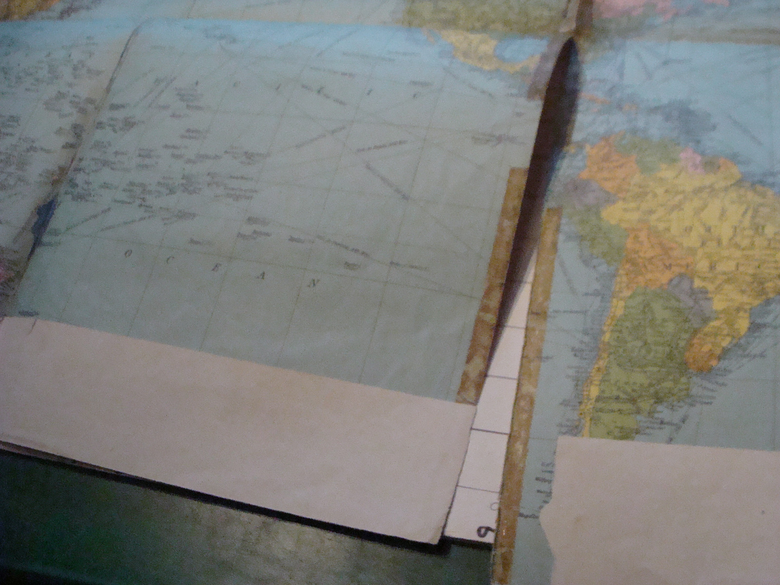 CHECK It Out--GIANT WAR MAP of the WORLD torn, stained, as found, vintage