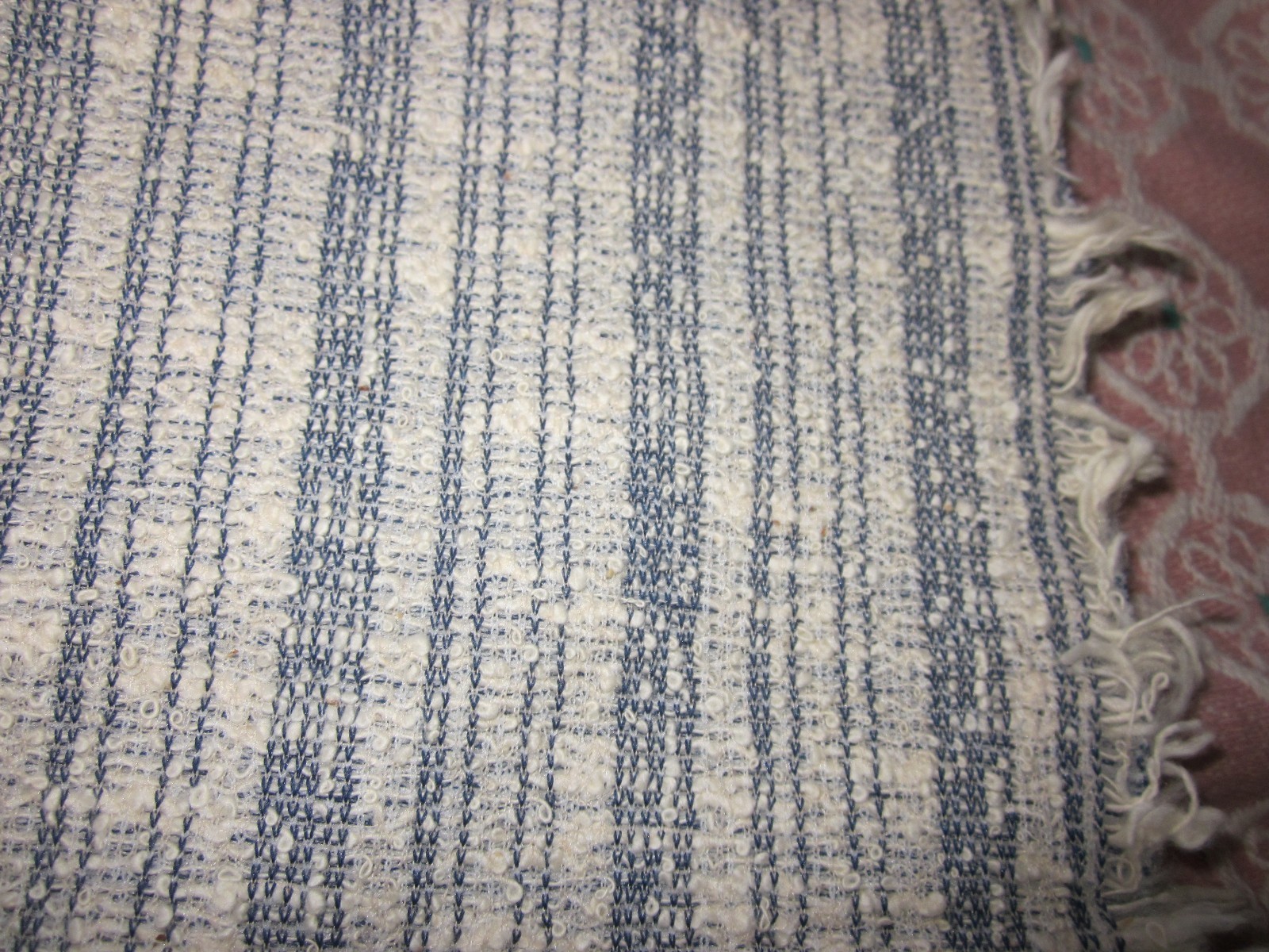 2 yards vintage blue white stripe knit sewing craft apparel fabric 62