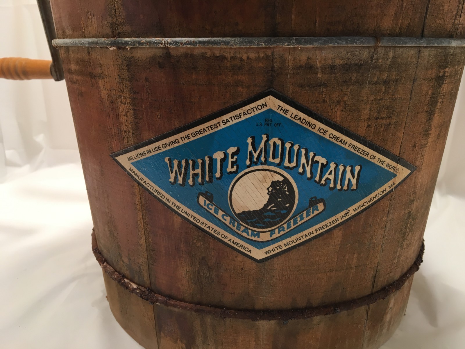 Vintage White Mountain Ice Cream Freezer Hand Crank Wooden Bucket 11