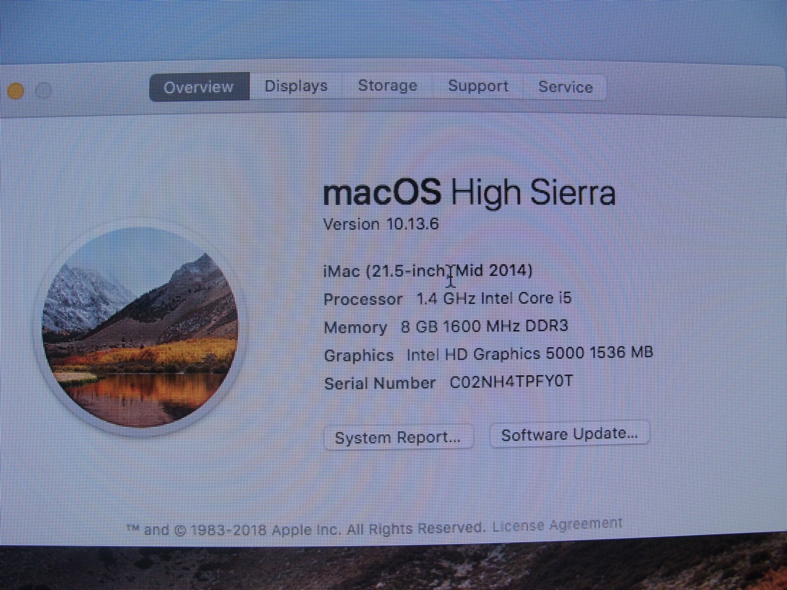 Apple iMac 21.5" Mid 2014 i5 1.40GHz 8GB RAM 512GB HDD - Thumbnail 2