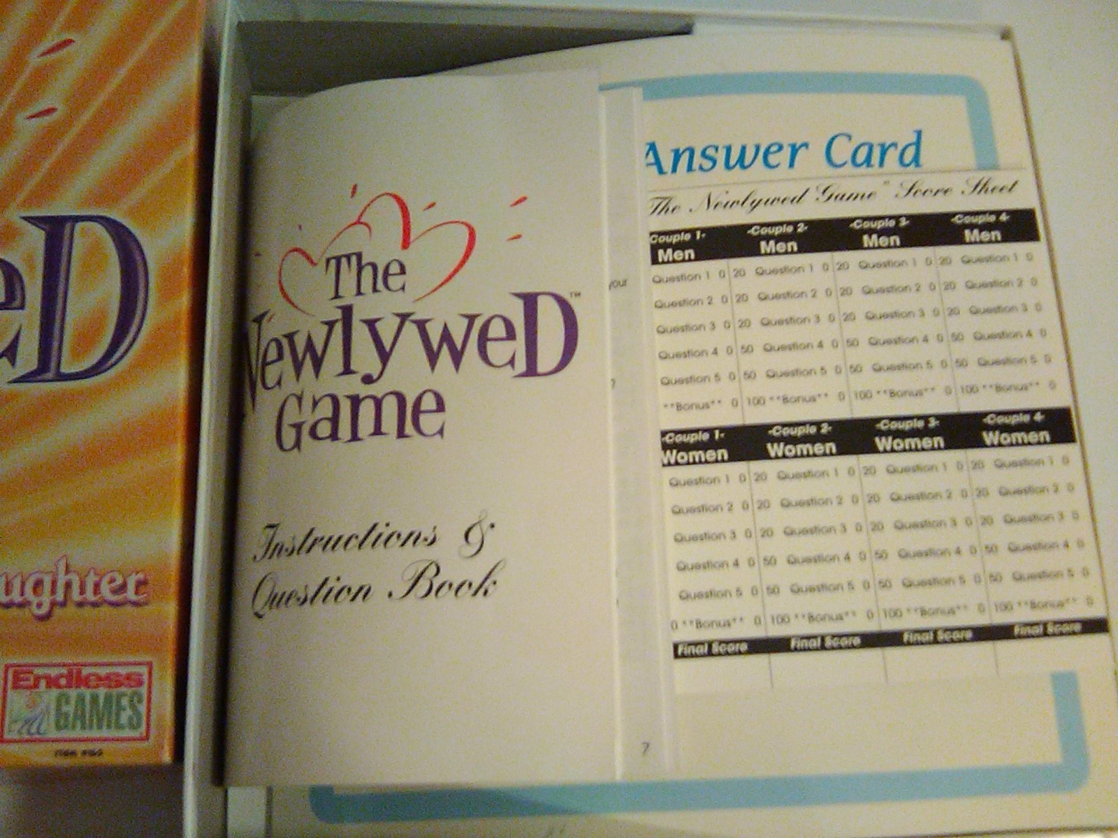 The Newlywed Board Game 2002 Classic Game of Love and Laughter Complete