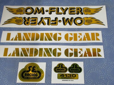 SE Racing OM Flyer Decal Pack Set - Gold / Black - New