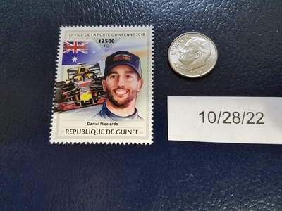 Daniel Ricciardo Formula 1 Car Race Driver 2018 Republique De Guinee Stamp