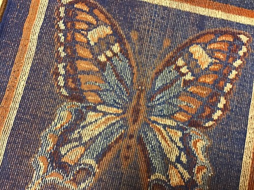 Vintage Fieldcrest Blue Brown White Butterfly Cotton Hand Towel Love Mary Martin