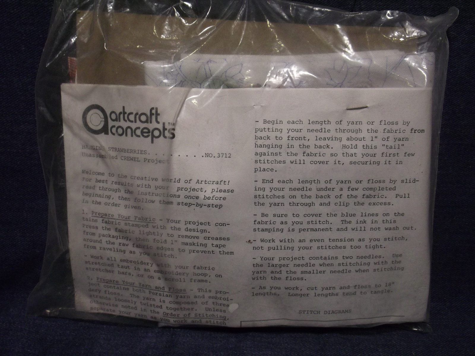 Artcraft Concepts Unassembled Crewel Kit 3712 Hanging Strawberries 16