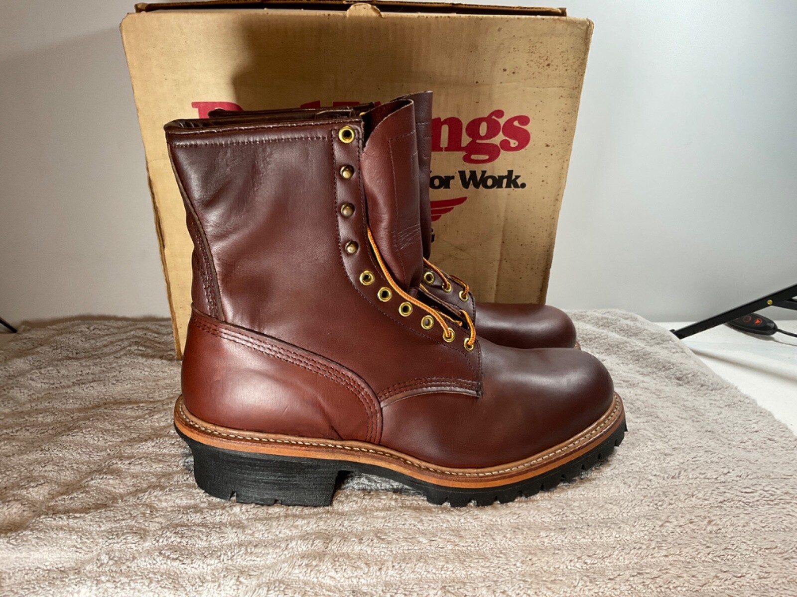 Pre-owned Red Wing Shoes Red Wing 4418 Leather Logger Steel Toe Work And Safety Boots Multiple Sizes In Brown