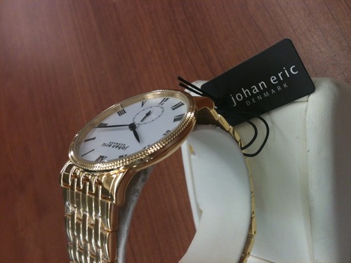 Pre-owned John Eric Johan Eric Men's Watch Je-h1000-02-001b Holstebro Seconds Subdial Yellow Gold Ip