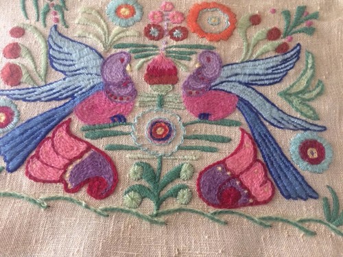 Beautiful Hand Embroidered Birds And Flowers Finished Cloth