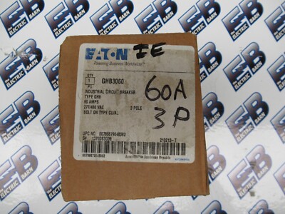 Eaton GHB3060, 60 Amp, 480 Volt, 3 Pole, 14K, Bolt On, Circuit Breaker- NEW-B