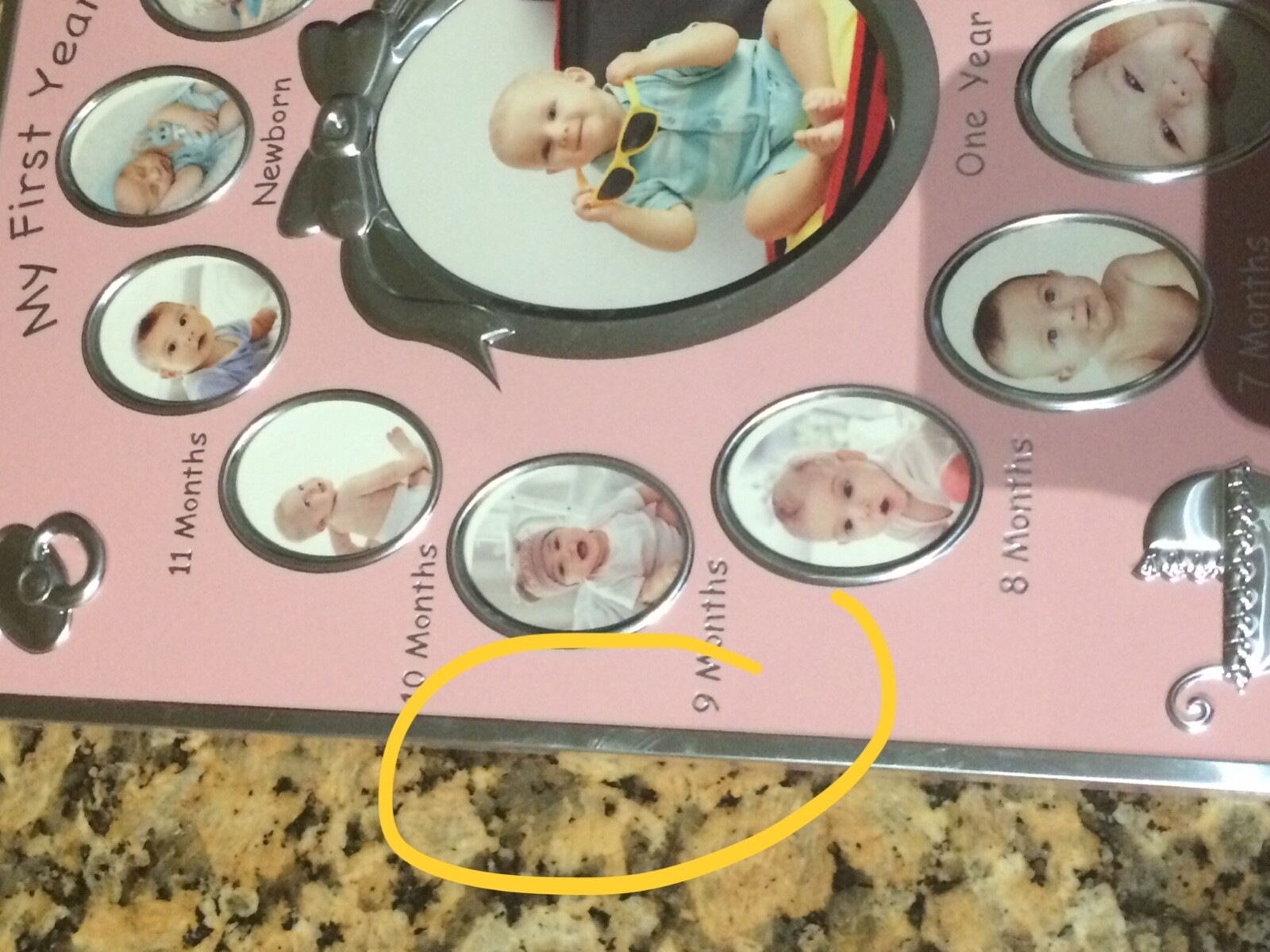 My 1st Year Photo Frame Pink Baby Girl Ceramic 7 1/2