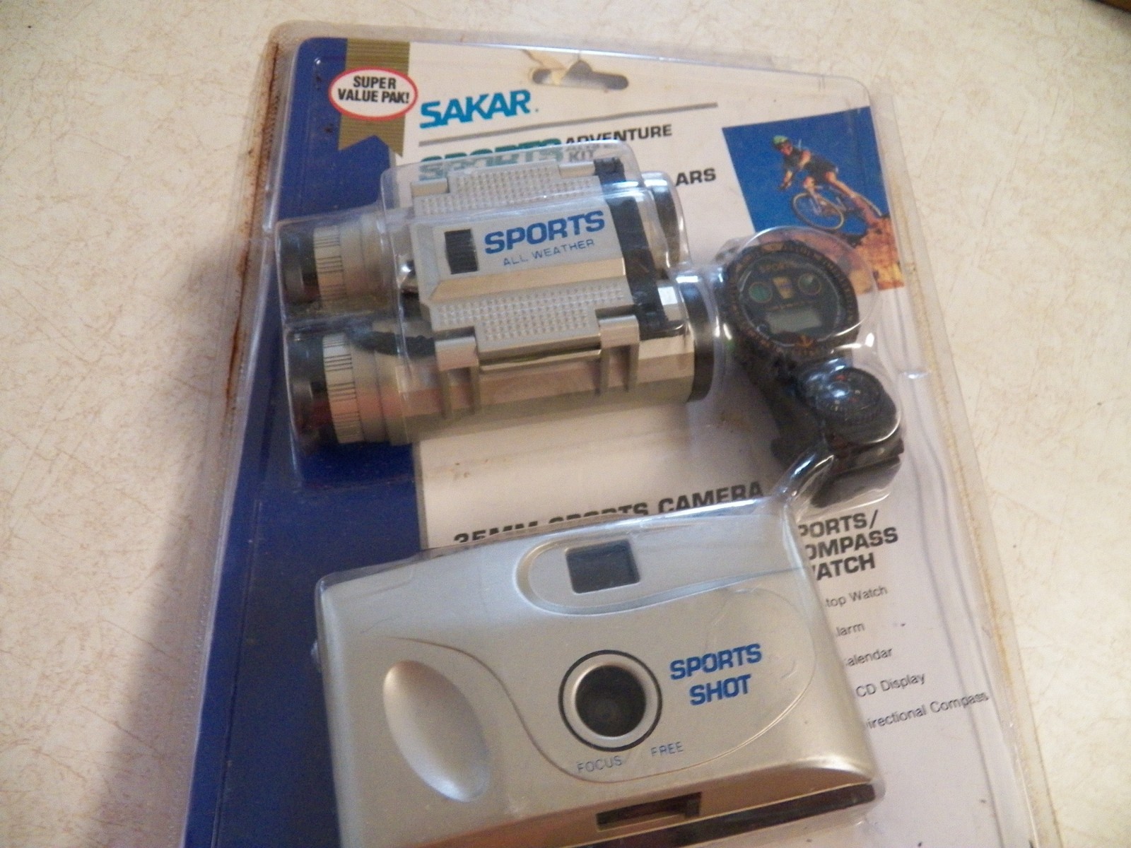 SAKAR SPORTS ADVENTURE KIT BLACK 4X28 Binoculars-35 MM Camera & COMPASS/Watch