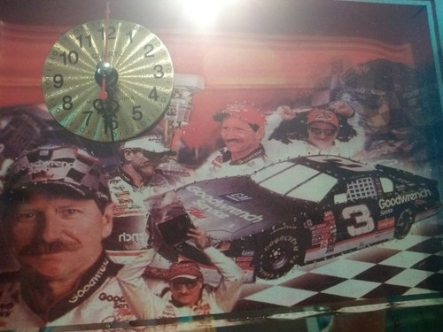 Dale Earnhardt #3 Glass Tabletop Stand Clock Collectables Nascar