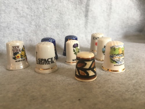 COLLECTABLE THIMBLES NEW YORK,RENO, CANADA, SCOTLAND, HAWAII LOT OF 9