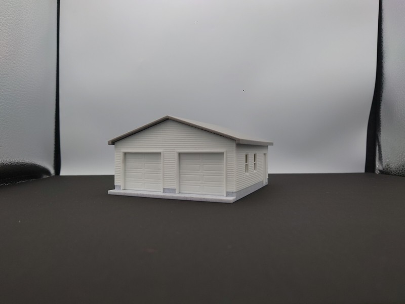 Updated! 1:64 Scale-White Two 2 Car Garage w/ Movable Door