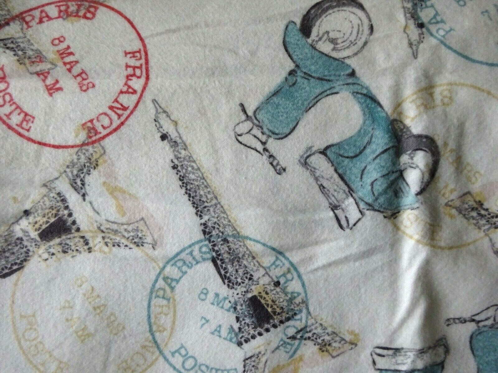 MOTOR BIKES IN PARIS FRANCE ON SOFT COTTON FLANNEL FABRIC