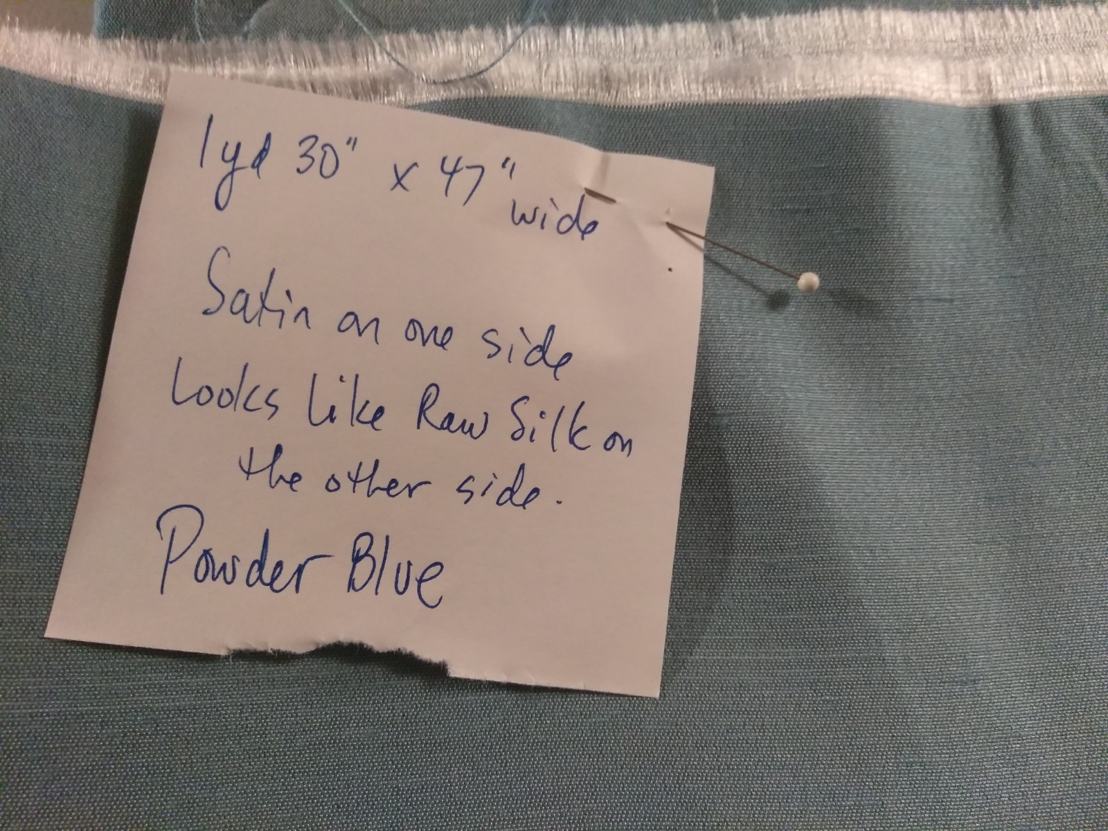 Vintage Pale Blue Synthetic Silk Fabric 1 yd + 30
