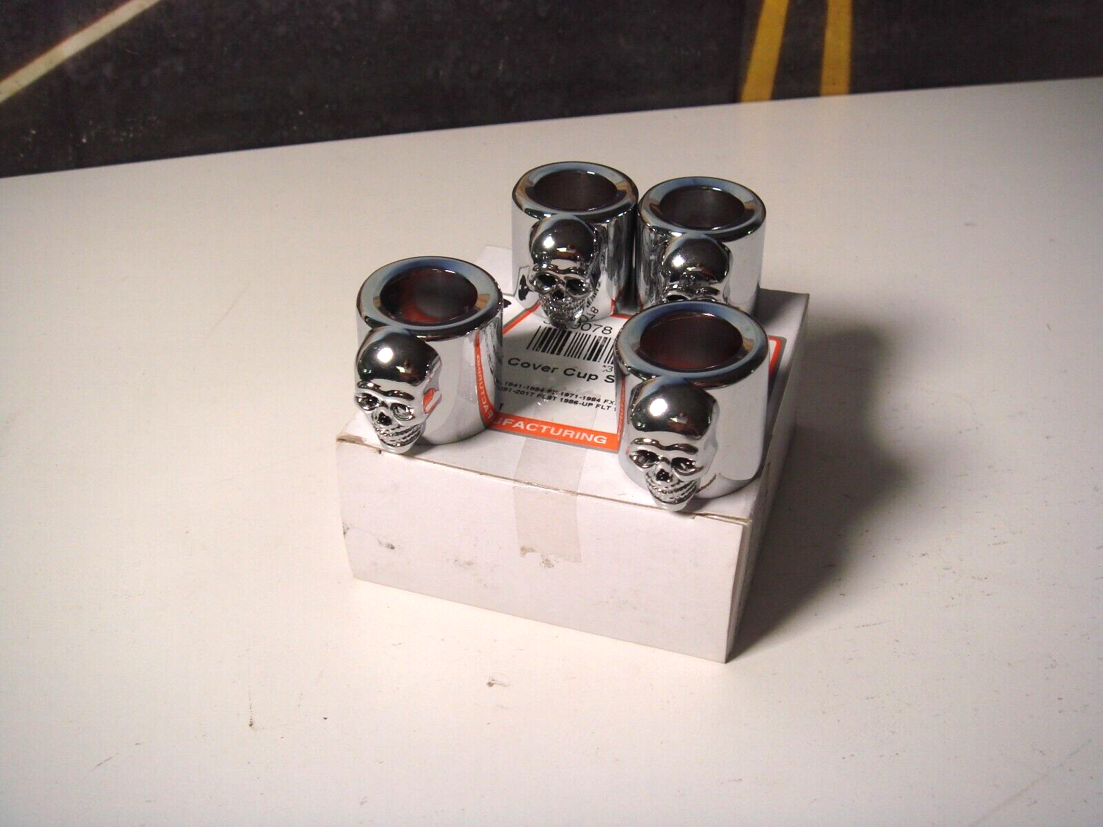 Harley FXR Pushrod Skull Cover Cup Set 4 Chrome V-Twin 37
