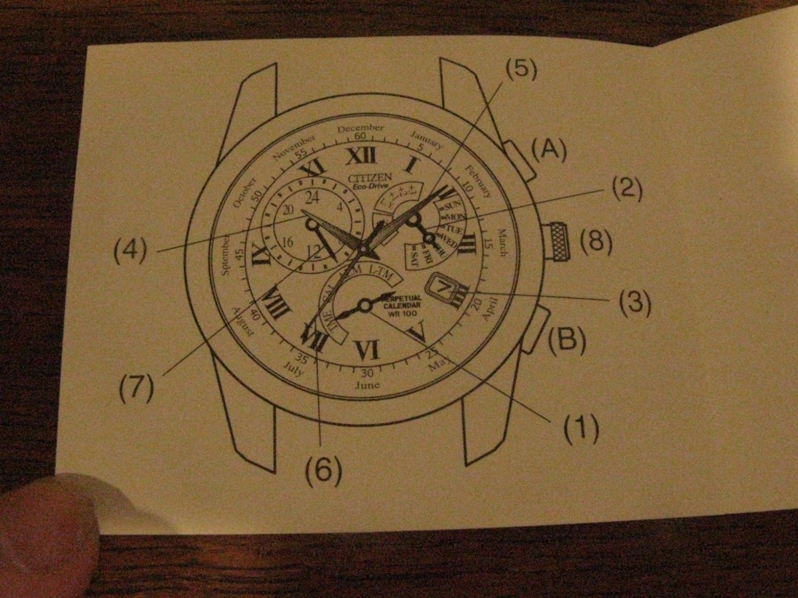 Instruction manual for Citizen Quartz Analog Solar Powered Watch--EUC