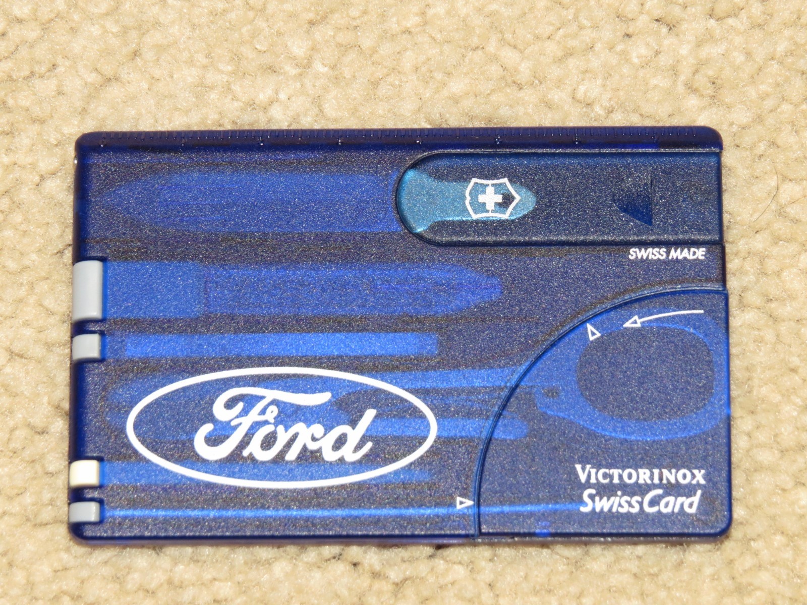 Victorinox Swiss Army SwissCard Pocket Tool, Sapphire Ford branded Metal Tin