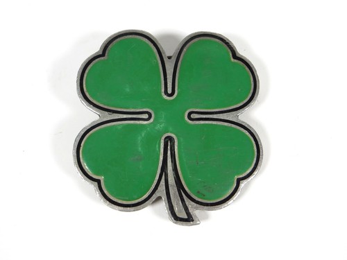 4 Leaf Clover Shamrock Irish St Patricks Day Green Belt Buckle Celtic Pewter