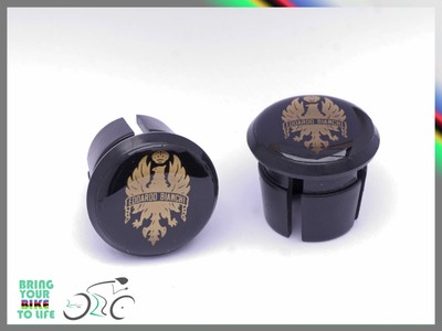Edoardo Bianchi Black Plugs end Caps Tapones bouchons lenker vintage style New