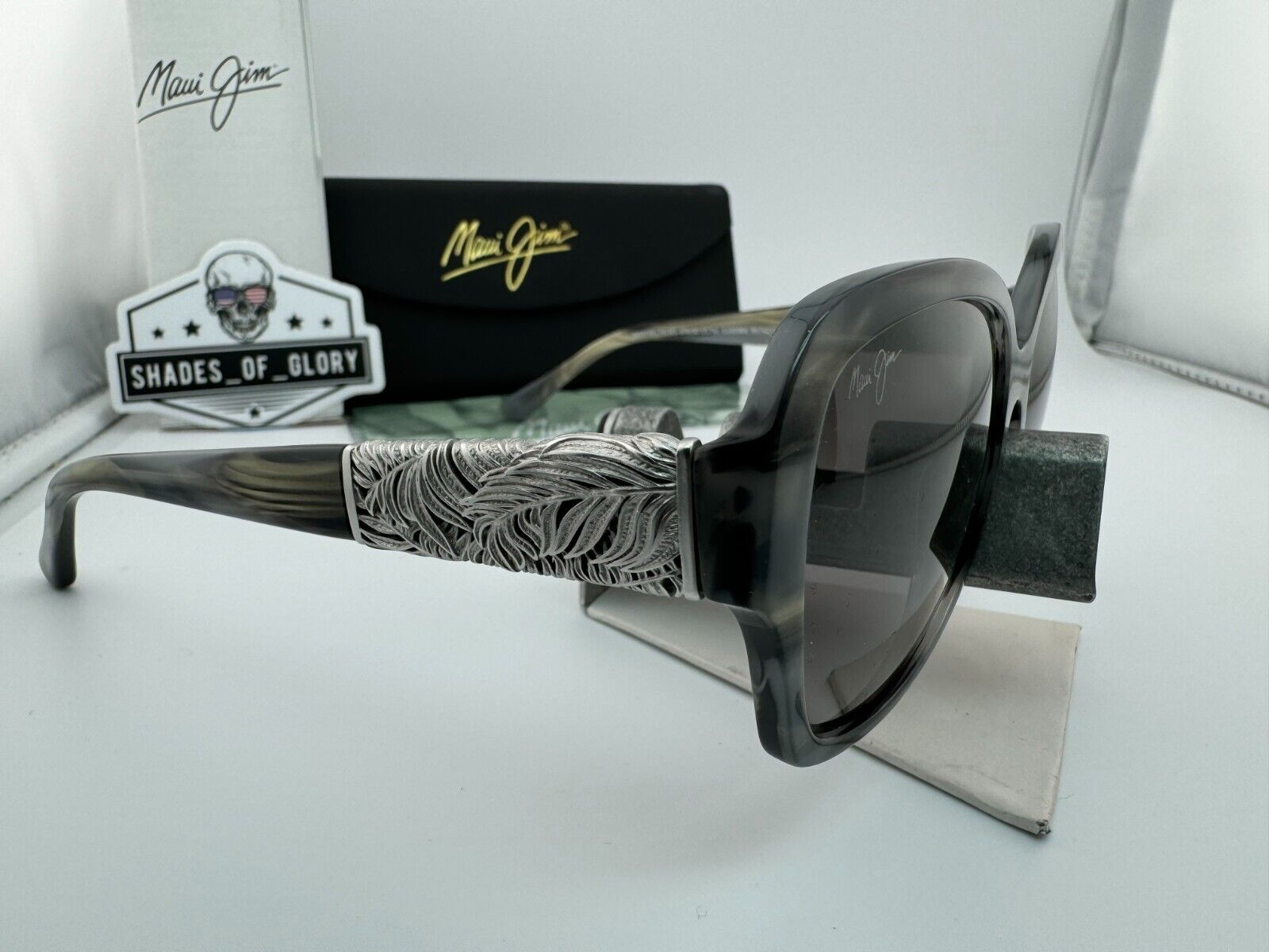 Pre-owned Maui Jim Swaying Palms Mj 530-91 Grey Pearl White Gold Grey Polarized Sunglasses In Neutral Grey Polarized