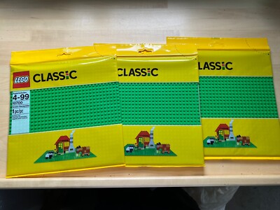 (3) Lego Classic Green Baseplates 10700