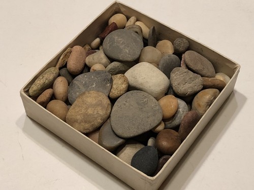 Vintage Polished Stones For Decorating, 1 Pound Assortment Box, Made In Japan