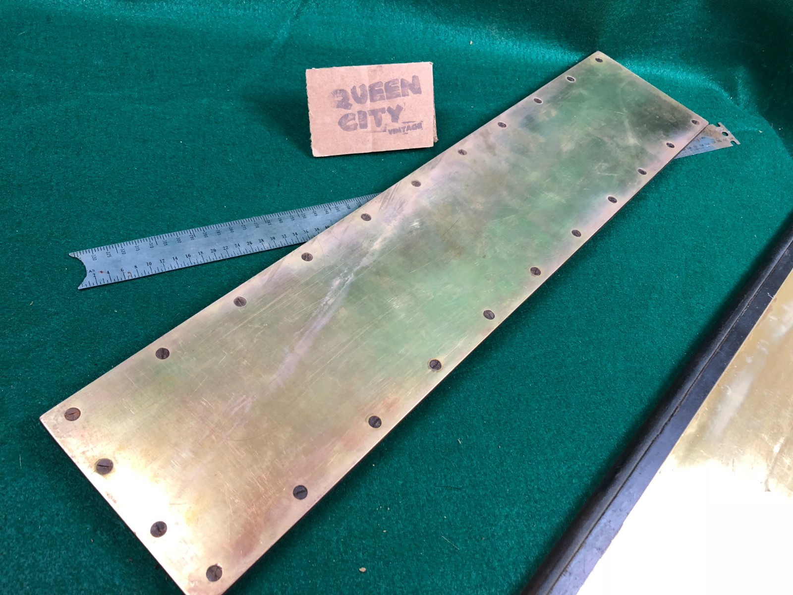 Vintage polished brass and wood letterpress print tray/galley/printing 24