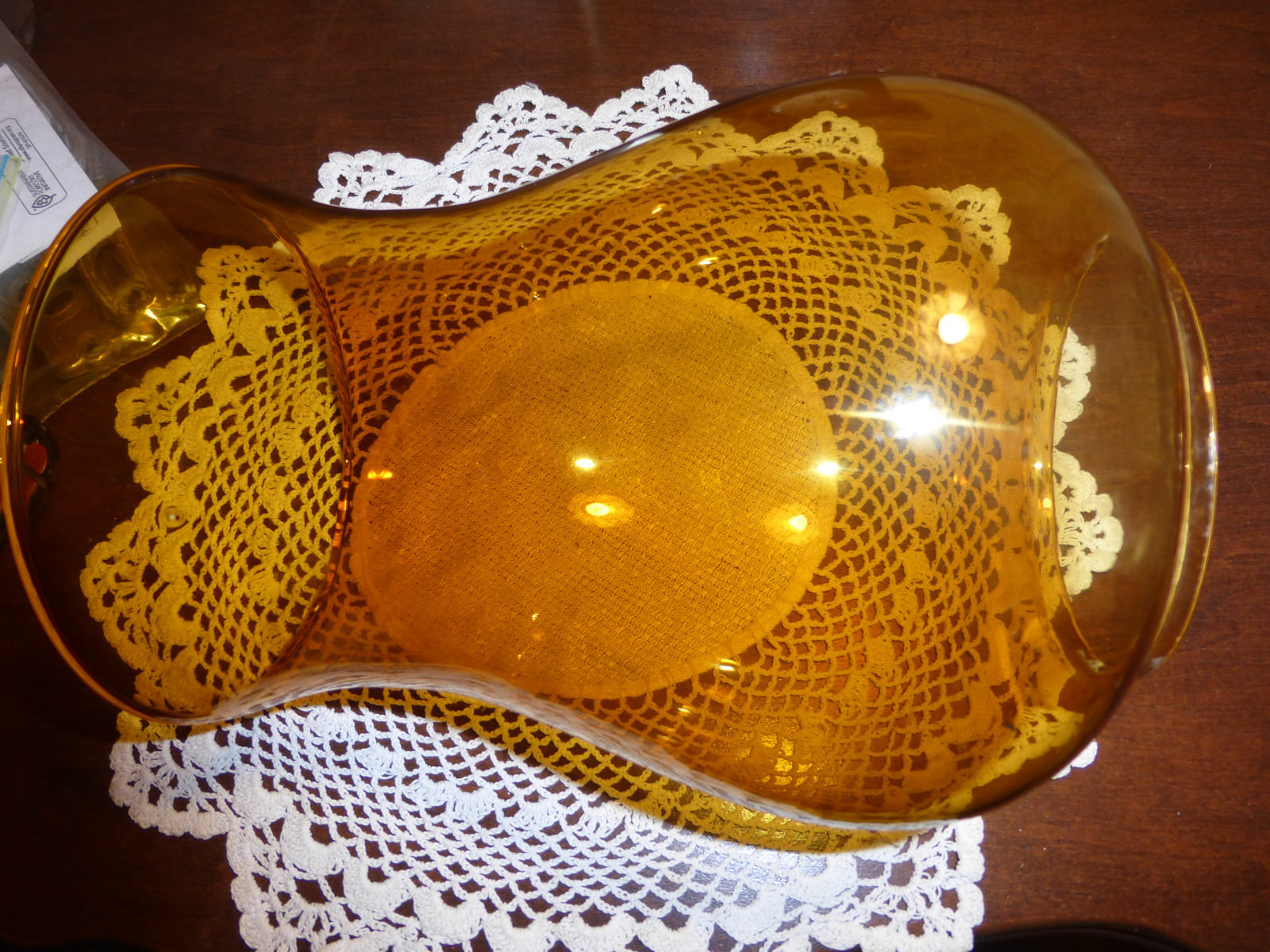 Vintage Amber Glass Chimney Shade Candle Holder