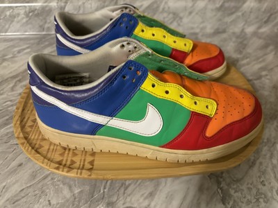 Vintage 2008 Nike  Dunk Low RAINBOW GS Shoes 306339-811 YOUTH Sz 6.5